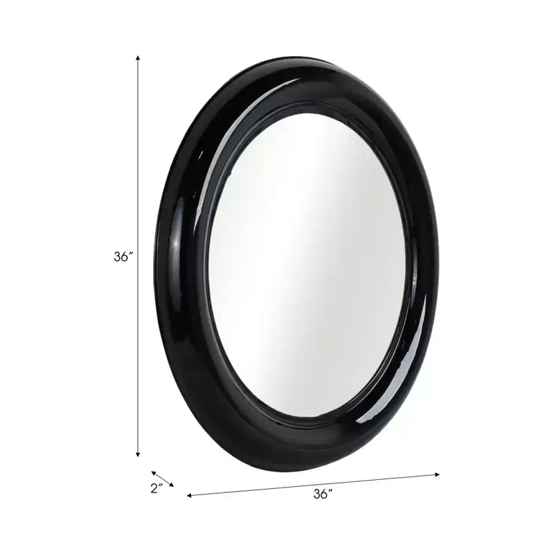 Modern Round Wall Mirror, Metal Frame, Contemporary Decorative Accent, Sleek Iron Design for Living Room, Bedroom, Bathroom, or Office - 36