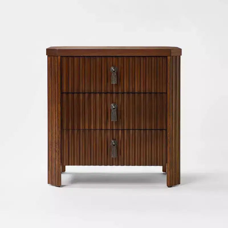 Laguna Nigel Fluted 3 Drawer Nightstand Brown - Threshold™ designed with Studio McGee