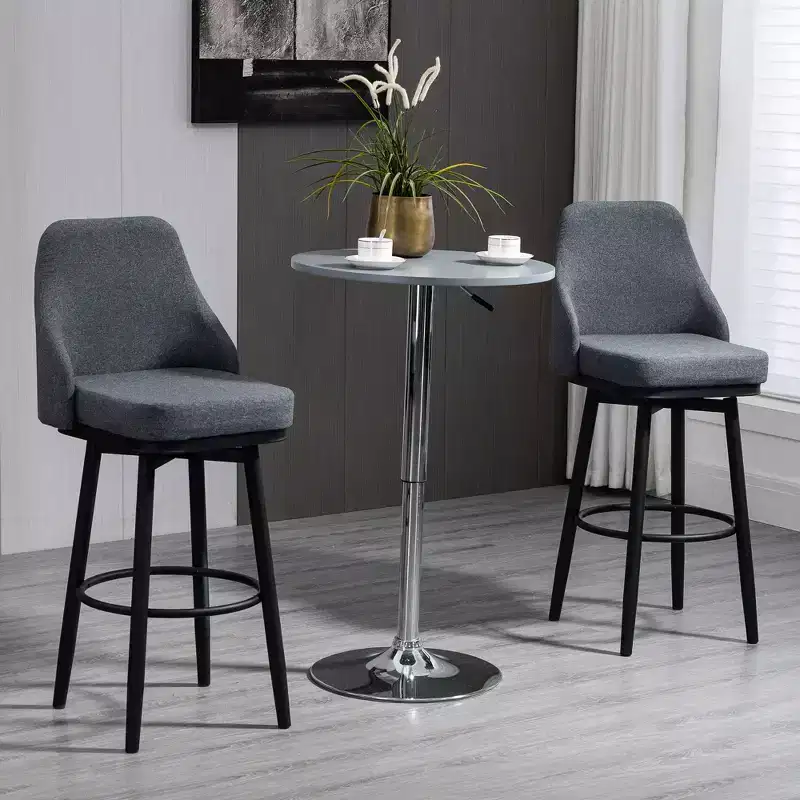 Modern Bar Stools, Set of 2 Swivel Kitchen Chairs