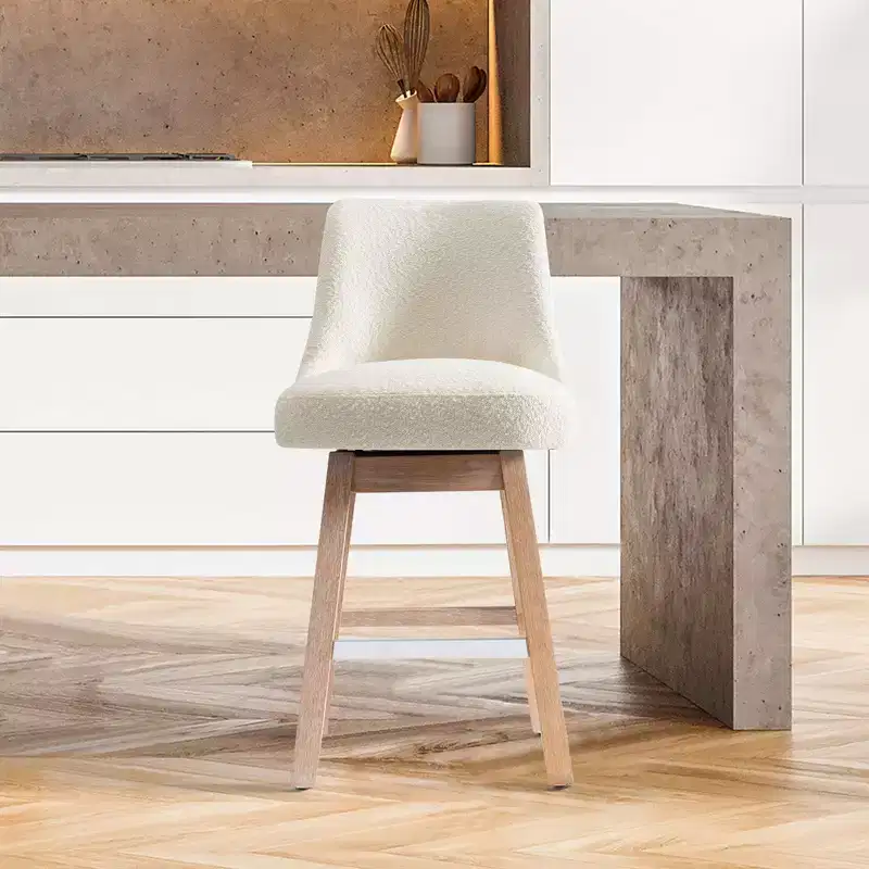 WestinTrends 26 Upholstered Swivel Counter Height Bar Stool, Cream