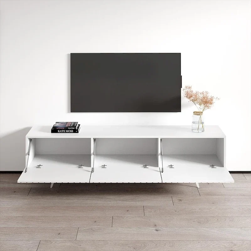 Modern TV Stand for TVs up to 80 Inch - High Gloss Front, 71W