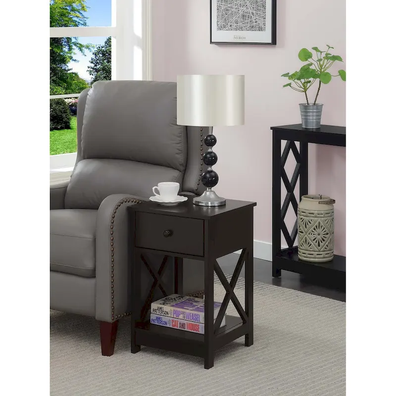 Oxford-Style End Table with 1 Drawer & Open Shelf | Multiple Finishes | Compact Side Table