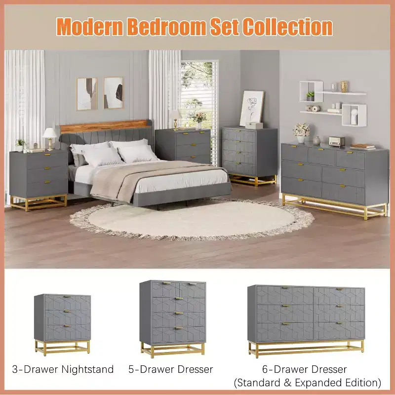 53.5 7-Drawer Dresser with Metal Legs, Modern Chest Organizer for Bedroom, Living Room, Entryway