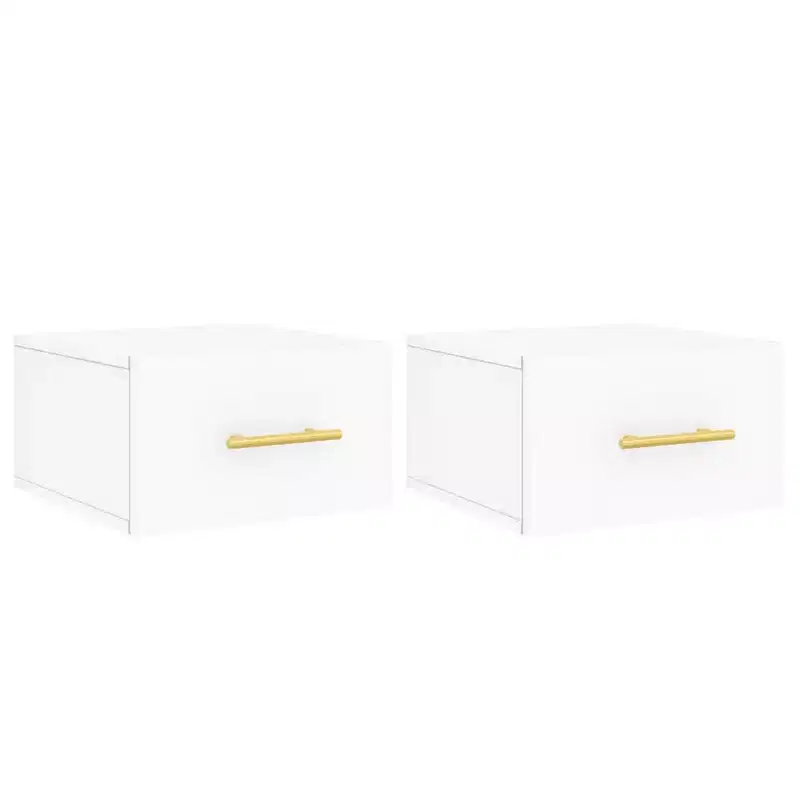Wall-Mounted Bedside Cabinet , White Engineered Wood
