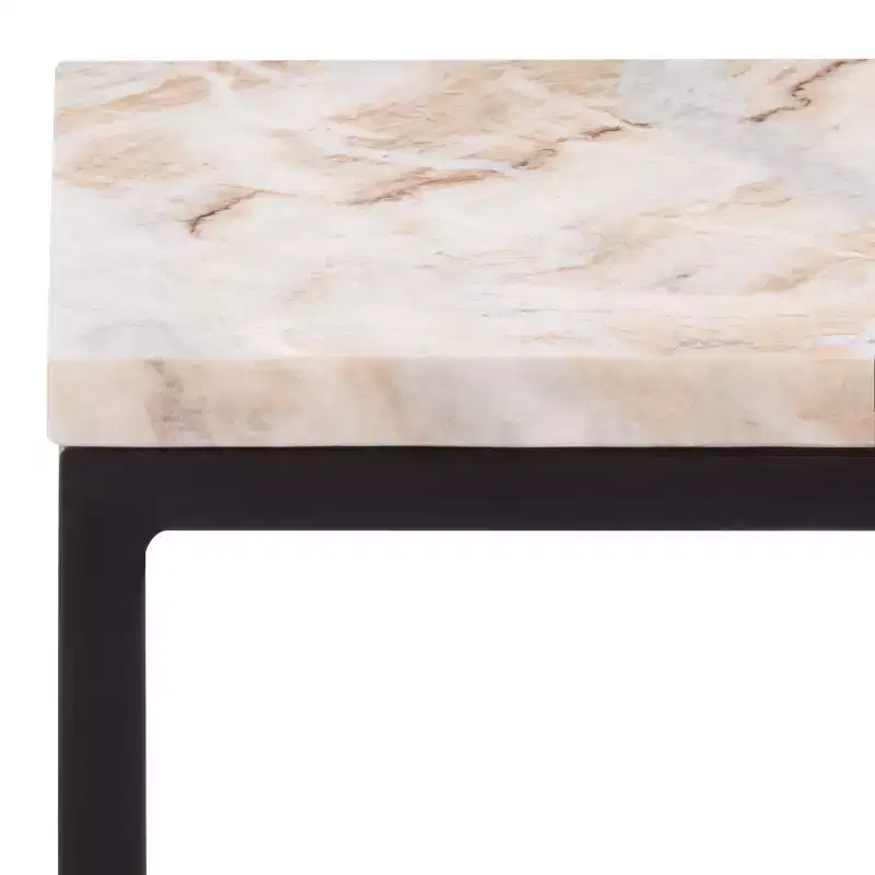 Macklyn Square Marble Top Accent Table - SFV5768 - Light Brown/Black - Safavieh Couture