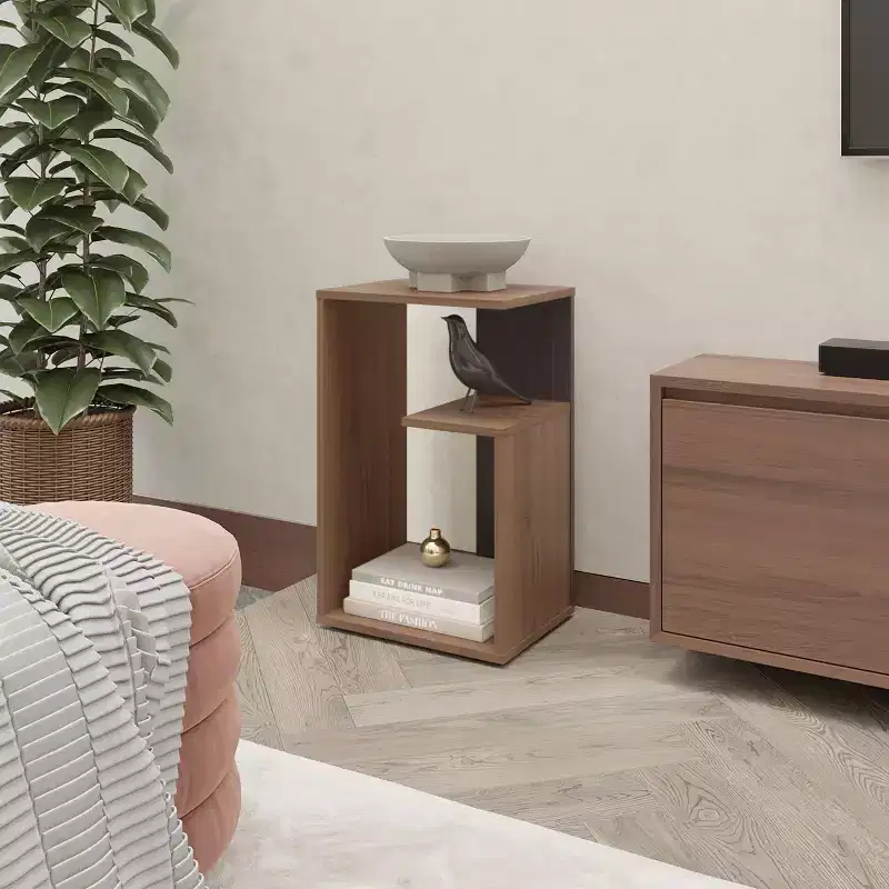 MAYEERTY Console Table in Melamine with Open Storage Wengue 1pcs