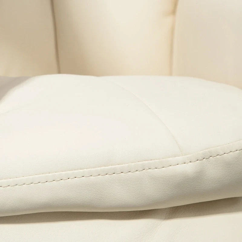 HOMCOM Swivel Recliner with Ottoman, PU Leather and Footrest with Wrapped Base, Cream White