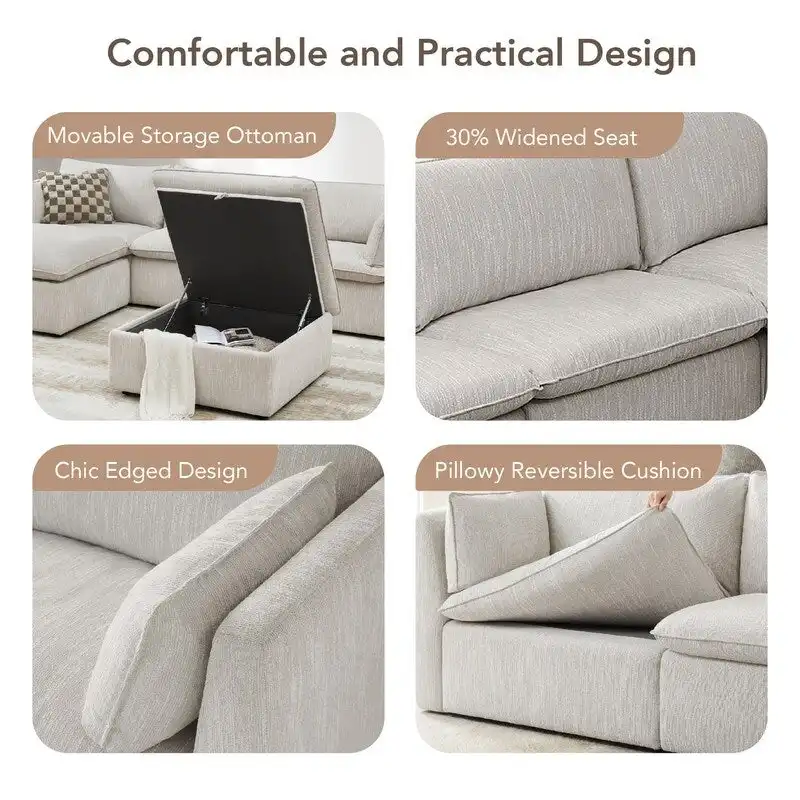 Cypress L-shape Sectional Couches Modular Sofa with Ottoman