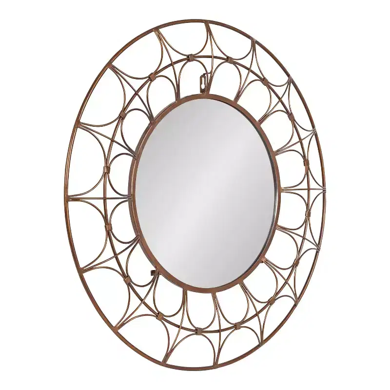Kate and Laurel Avoca Round Metal Decorative Mirror, 28 Diameter, Bronze