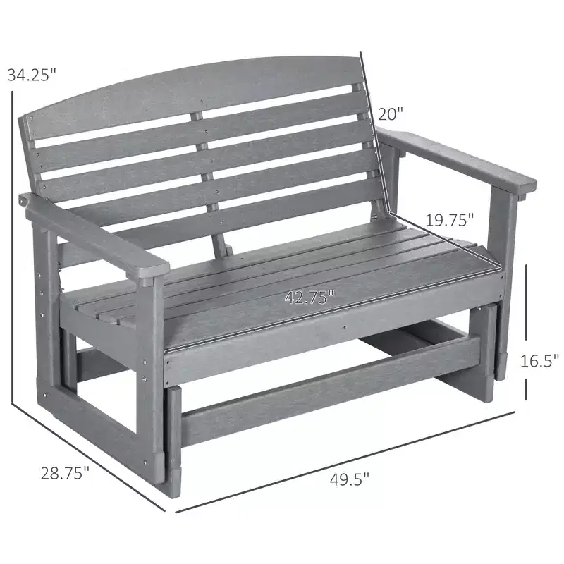 Patio Glider Bench w/ HDPE Slatted Double Rocking Chair