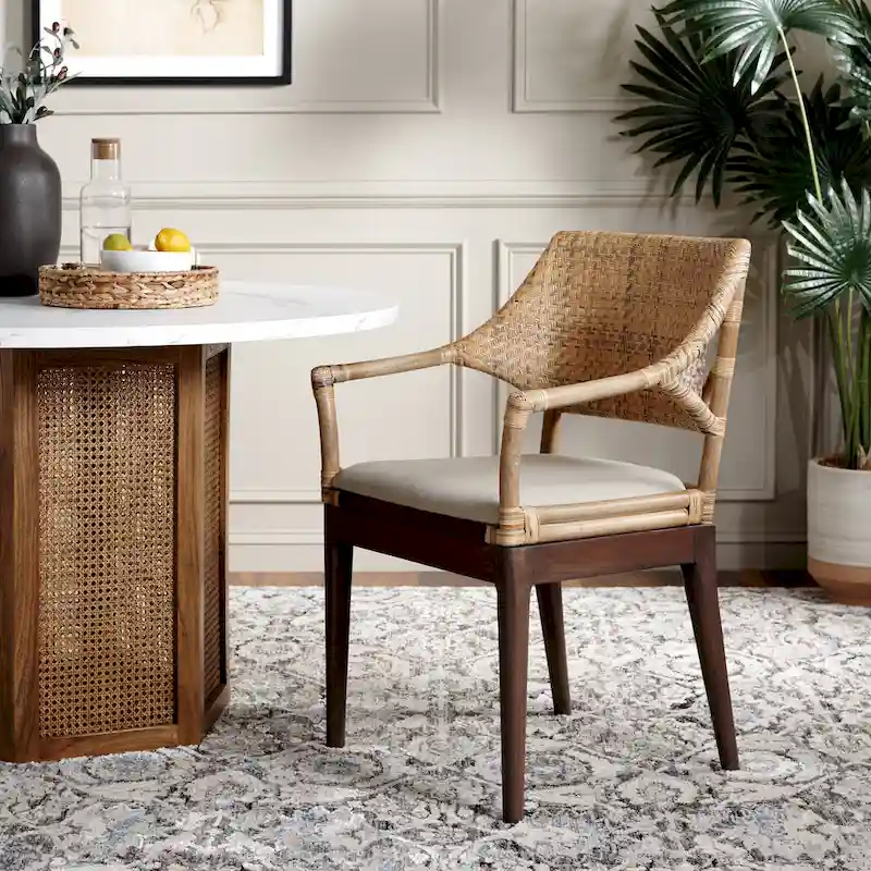 SAFAVIEH Saveta Honey Arm Chair - 23 x 22.5 x 34 - 23Wx23Dx34H