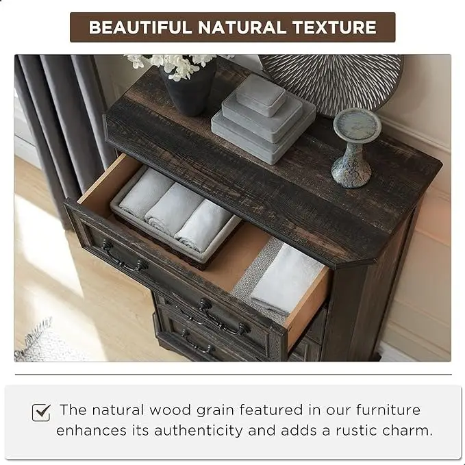 5-Drawer Dresser with Rustic Wood Finish