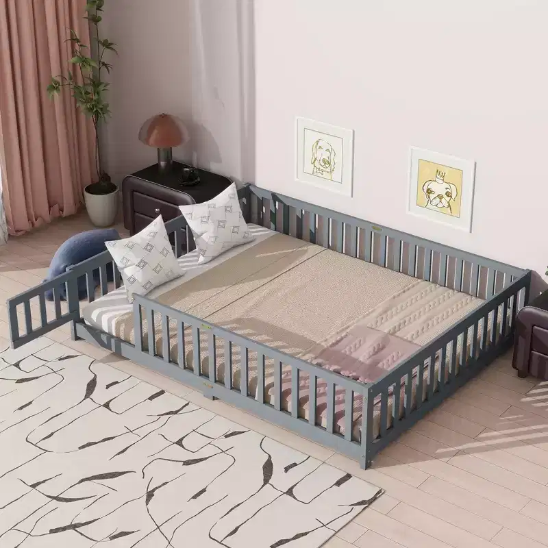 Full Bed Frame, Upholstered Linen Headboard, Lumbar Support, Noise-Free, No Box Spring