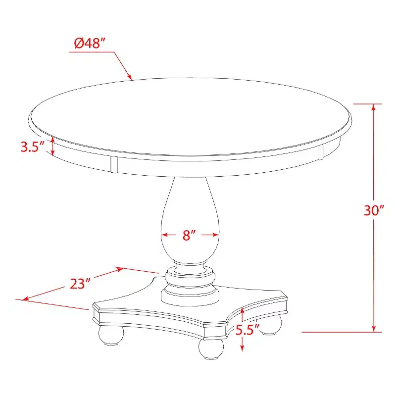 Round Dining Table with Pedestal Base – 48