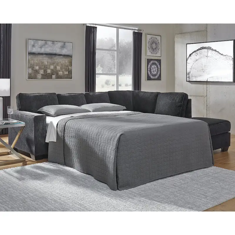 2-Piece Sleeper Sectional Sofa with Chaise | Pull-Out Bed | Upholstered | Living Room