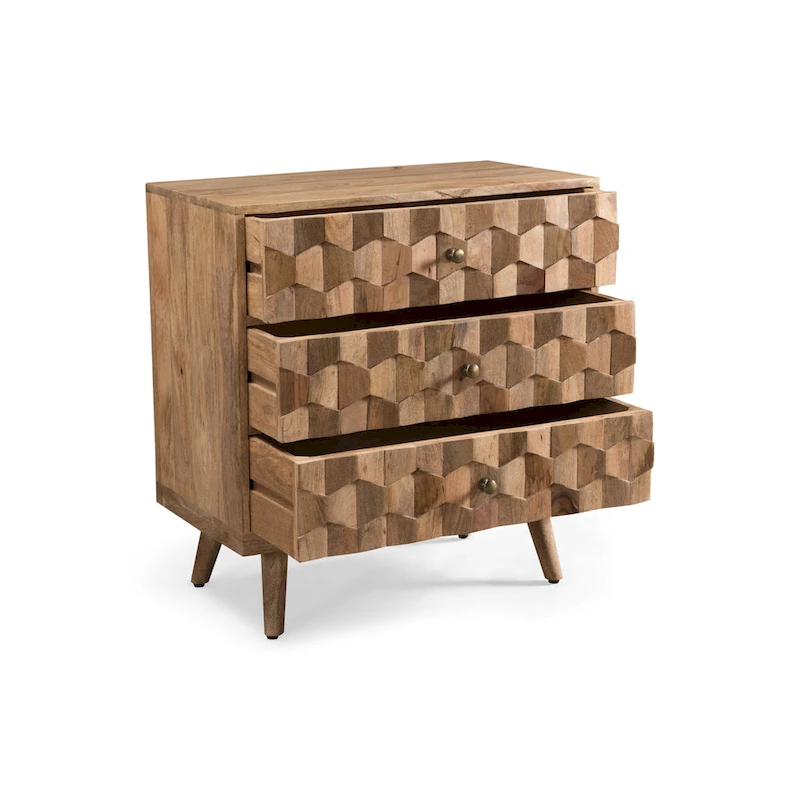 Latona Mid-Century Modern Handcrafted Mango Wood 3 Drawer Chest by Christopher Knight Home