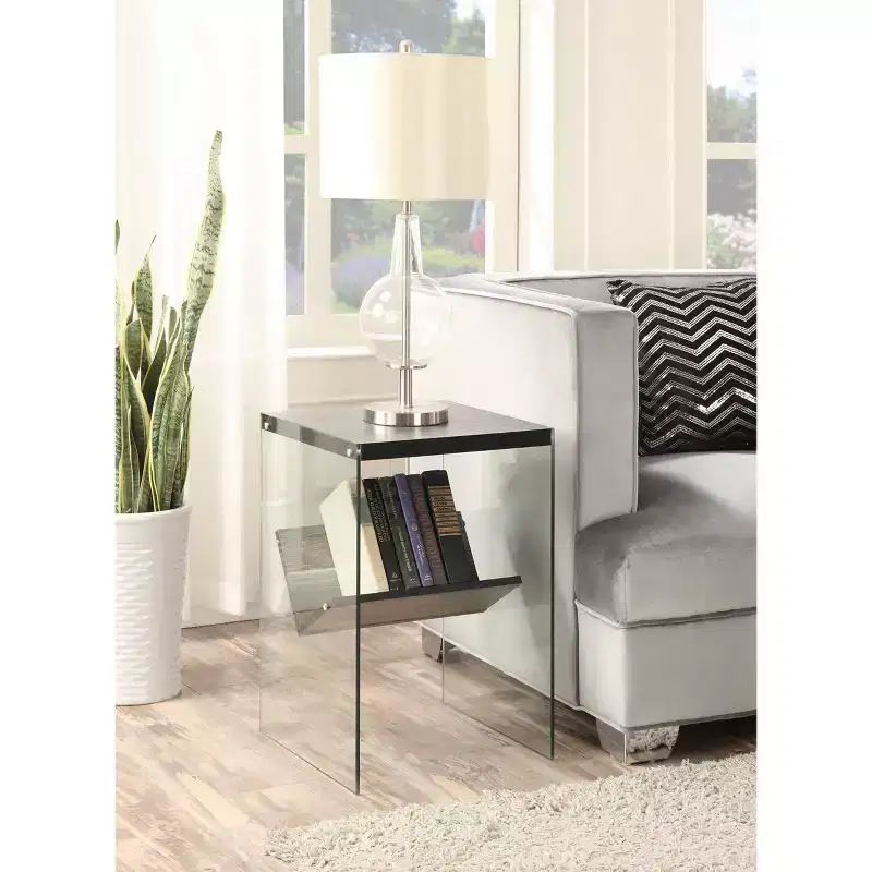 HomeStock Rectangle Glass Table Top End Table 1 -piece