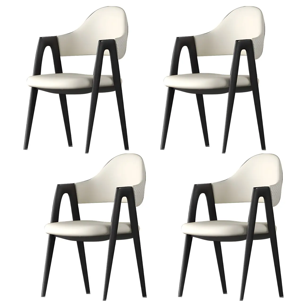 Modern Leather Curved Open Back Arm Dining Chair