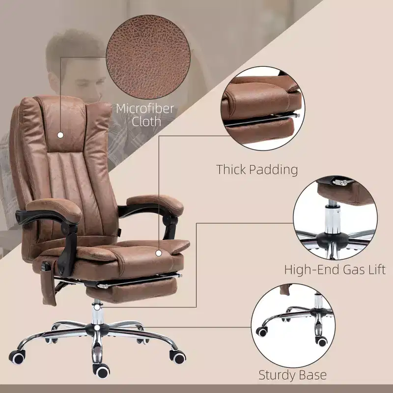 Massage Office Chair with 6 Points and Heat, Reclining Computer Chair with Adjustable Height and Footrest