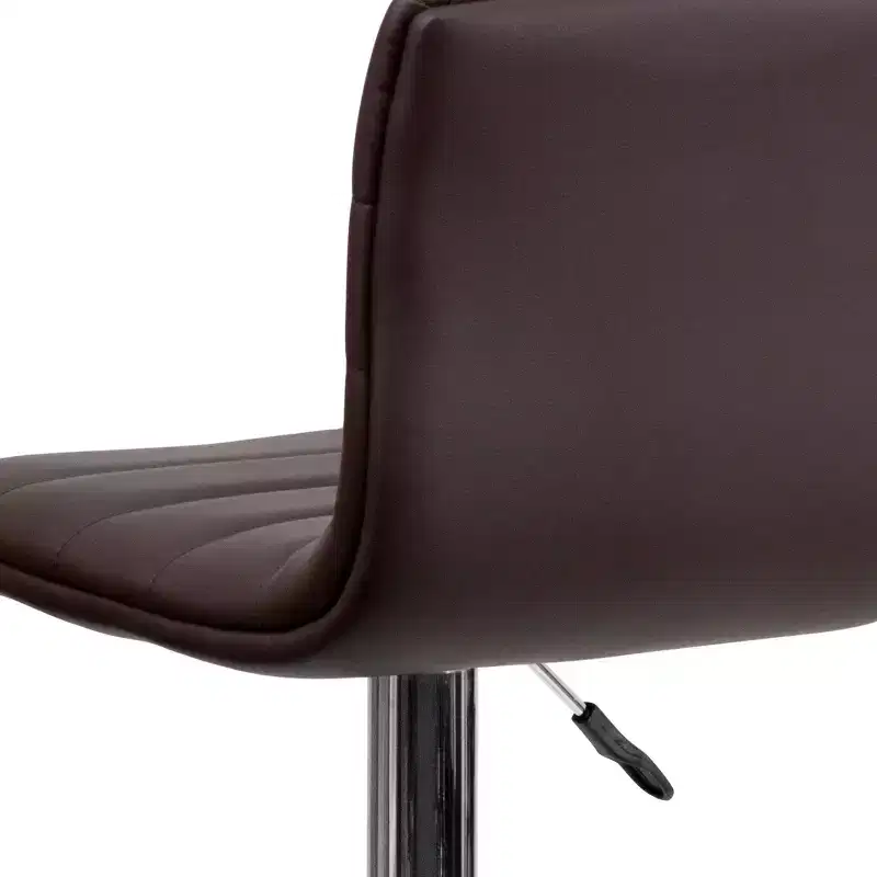 Emma and Oliver Coti Modern Channel Tufted Upholstered Height Adjustable Mid-Back Stool and Pedestal Base with Footrest