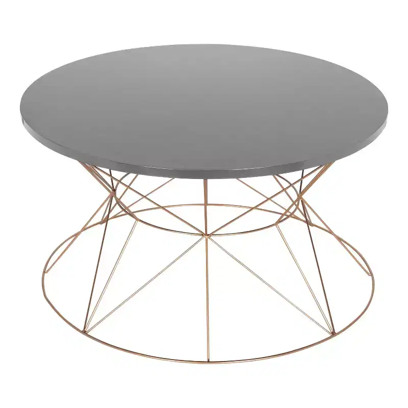 Kate and Laurel Mendel Round Metal Coffee Table, 30x30x17, Gray and Rose Gold