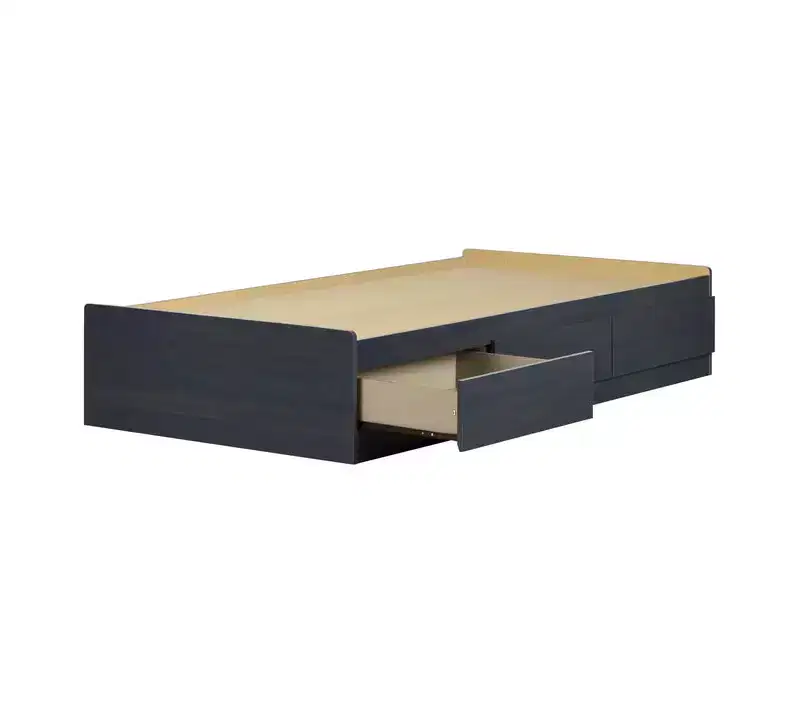 Twin Size Platform Storage Bed with 3 Drawers Blue