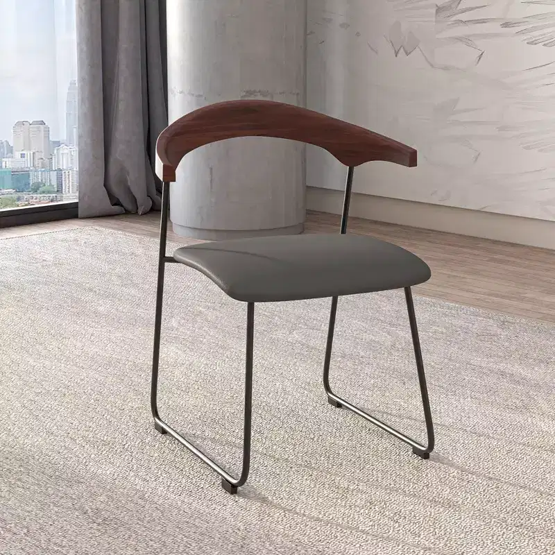 LeisureMod Lyra Series Modern Upholstered Dining Chairs Set of 2  Leather Seat with Beech Back and Iron Legs, Modern Kitchen, Dining Room, Home, Cafe
