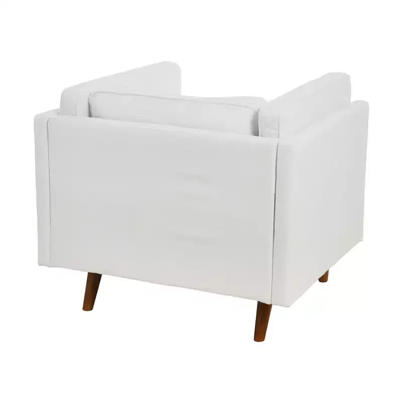 High-Sided Upholstered Accent Armchair Coastal White Pocket Spring Plywood Steel Frame
