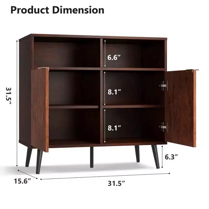 Buffet Cabinet with Drawers, 31.5 in Large Sideboard Buffet Credenza Storage Cabinet with Shelves and Doors, Coffee Station Cabinet with Metal Handle