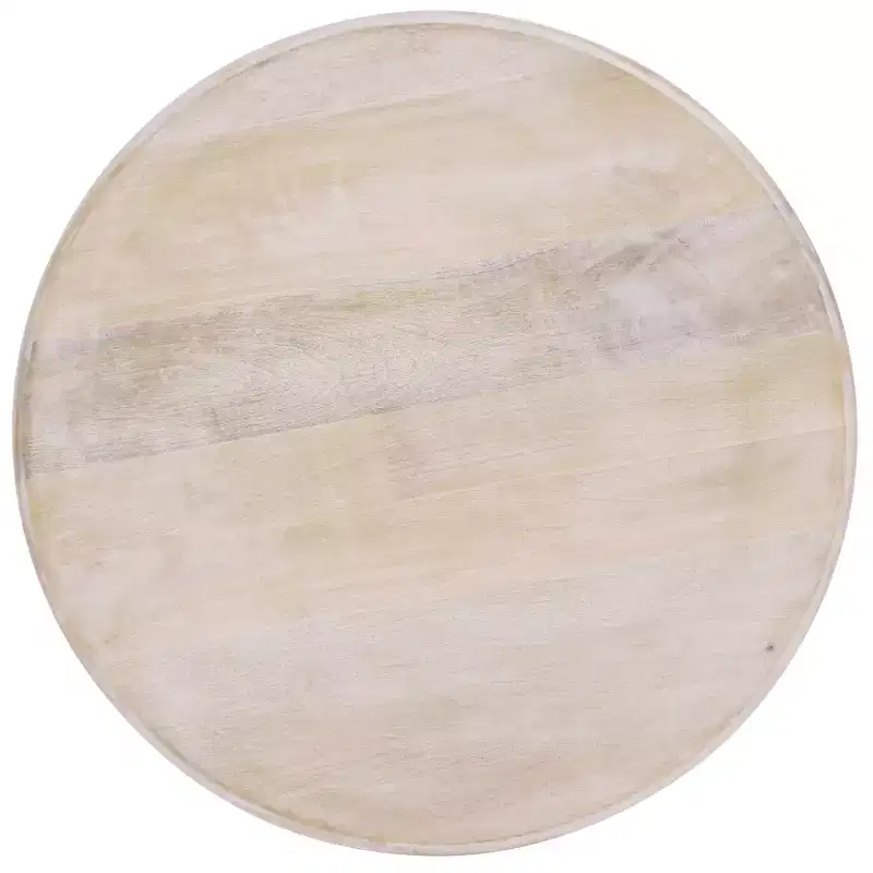 Round Mango Wood Accent Table, Natural Wash Finish, 22