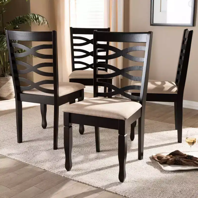 4pc Lanier finished Wood Dining Chairs - Baxton Studio