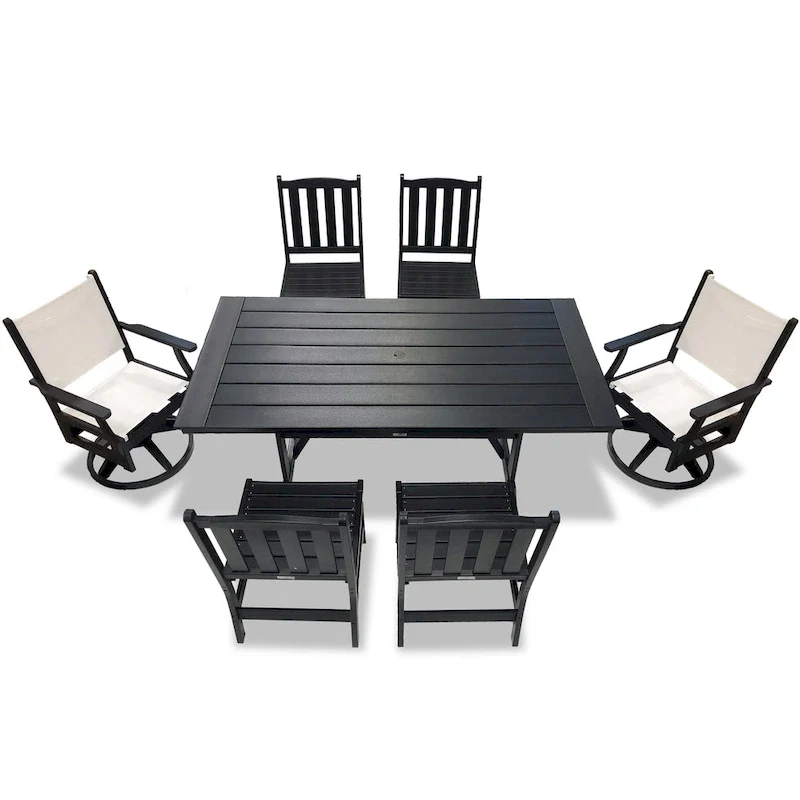 LuXeo Tuscany Sling Swivel Dining 7-Piece Set