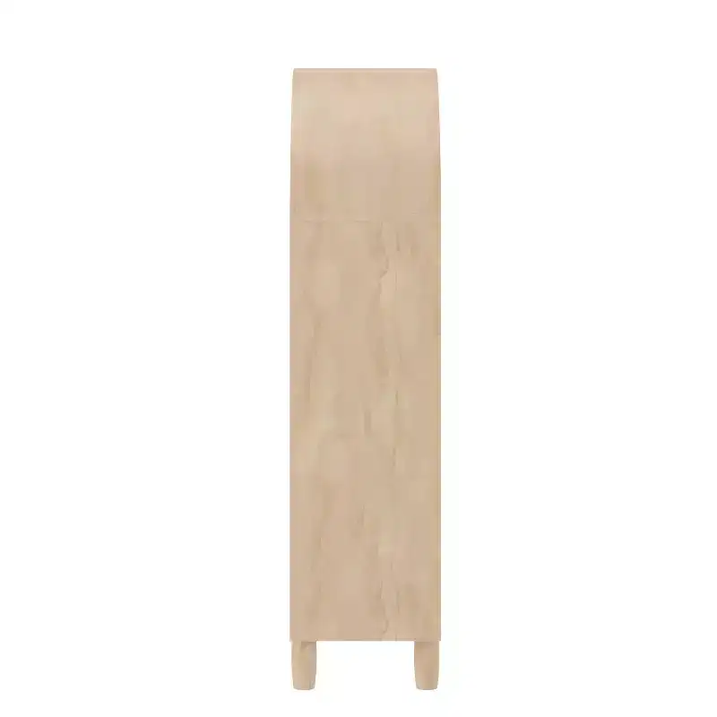 Buzz & Bloom Wood Open Bookshelf with Covered Rounded Top, 4 Shelves, and Cylindrical Legs