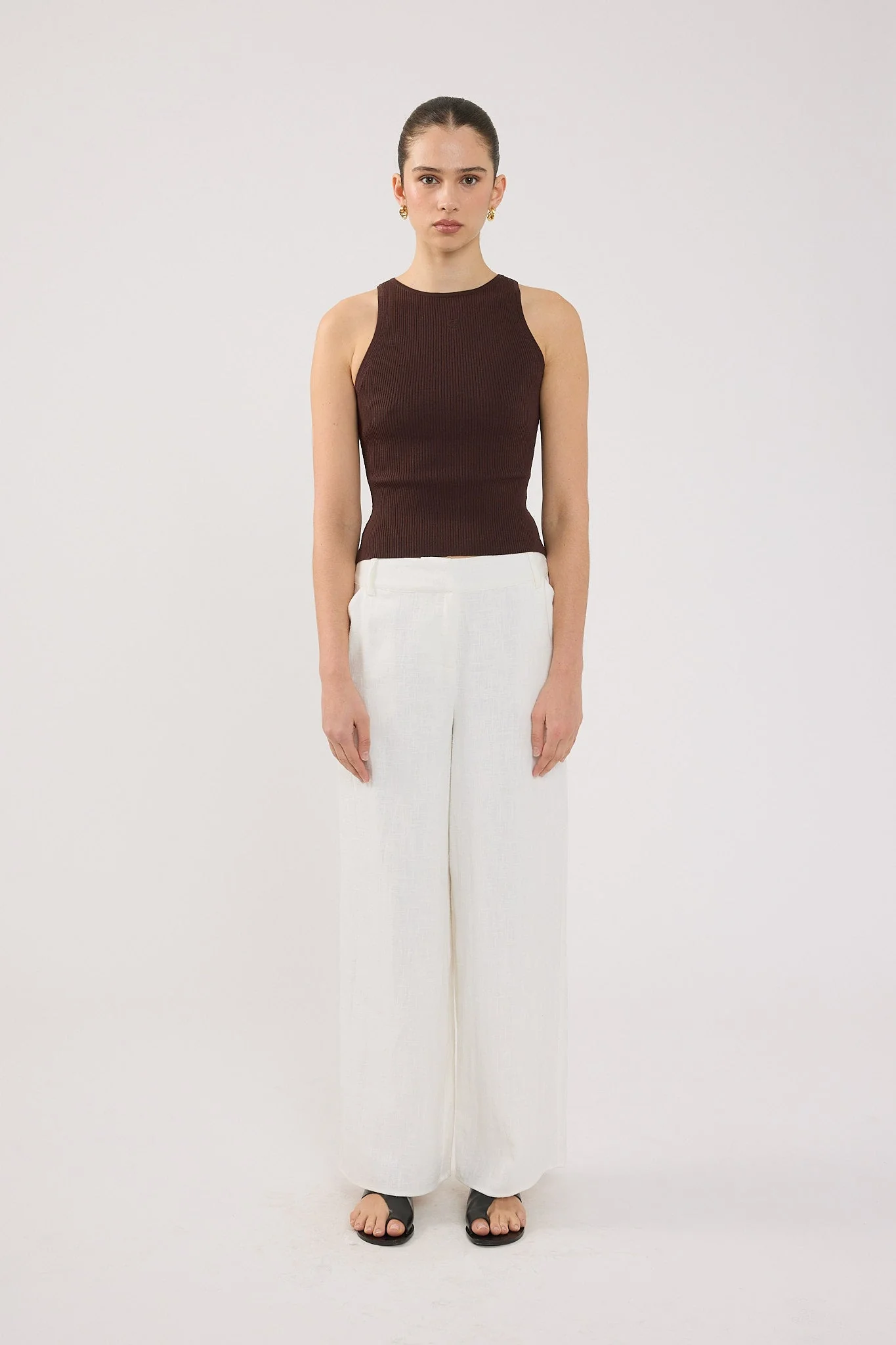 Low Rise Linen Pant White