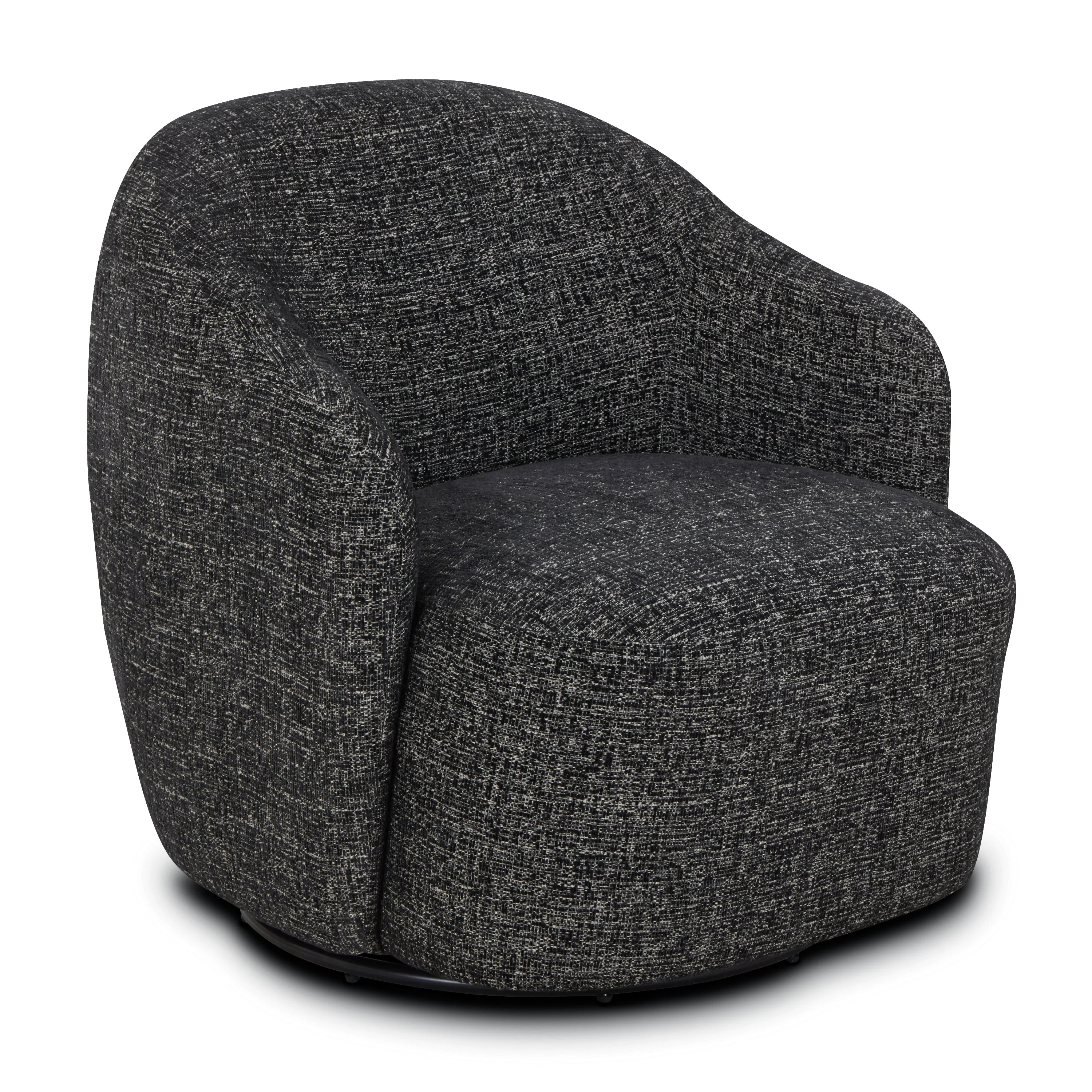 Modern Ebony Black Lounge Chair with Swivel Base for Living Room