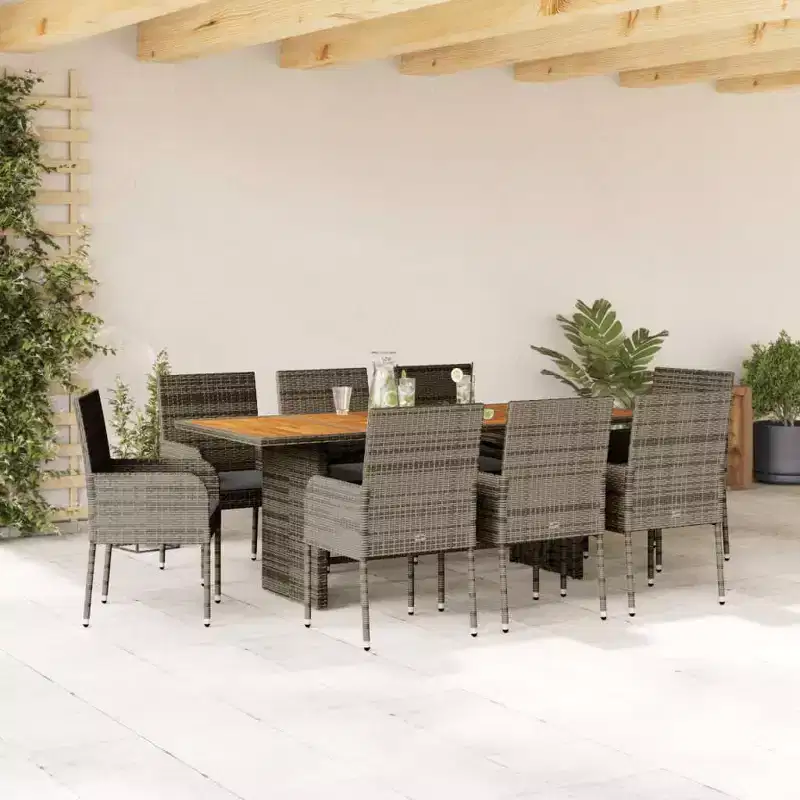 vidaXL Garden Dining Set Grey PE Rattan UV-resistant materials