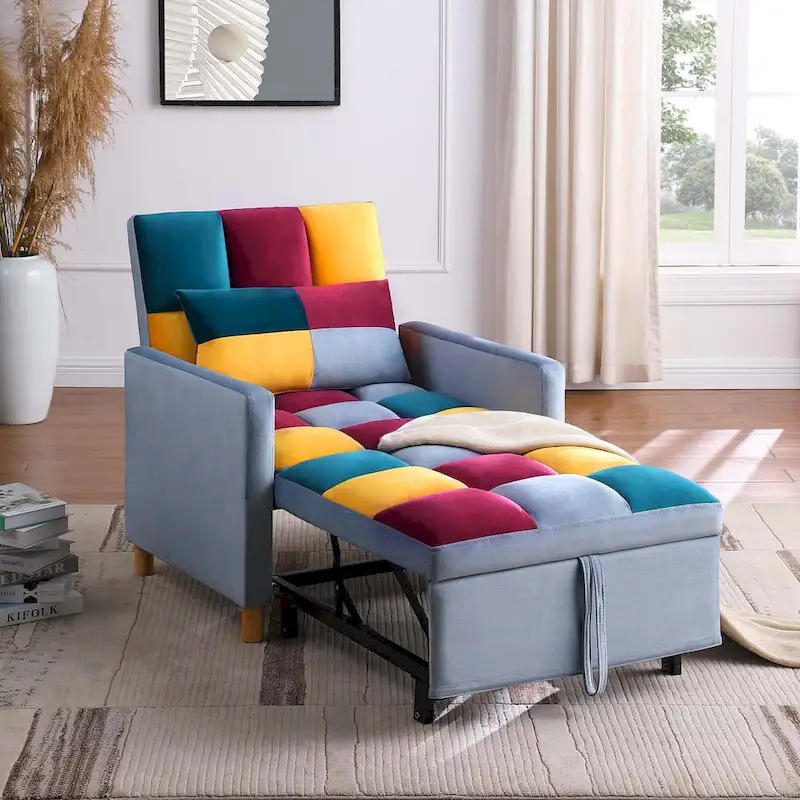 Aukfa Sleeper Chair Bed Convertible Single Sofa Chair with Pillow