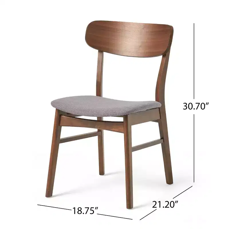 GDFStudio Alexis Mid Century Modern 7 Piece Fabric and Upholstered Rubberwood Dining Set
