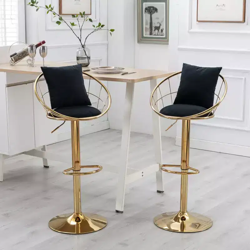 Set of 2 Modern Style 360 Degree Swivel Bar Stools with Metal Adjustable Base - ModernLuxe