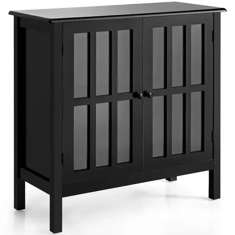 Storage Buffet Cabinet Glass Door Sideboard Console Table Server