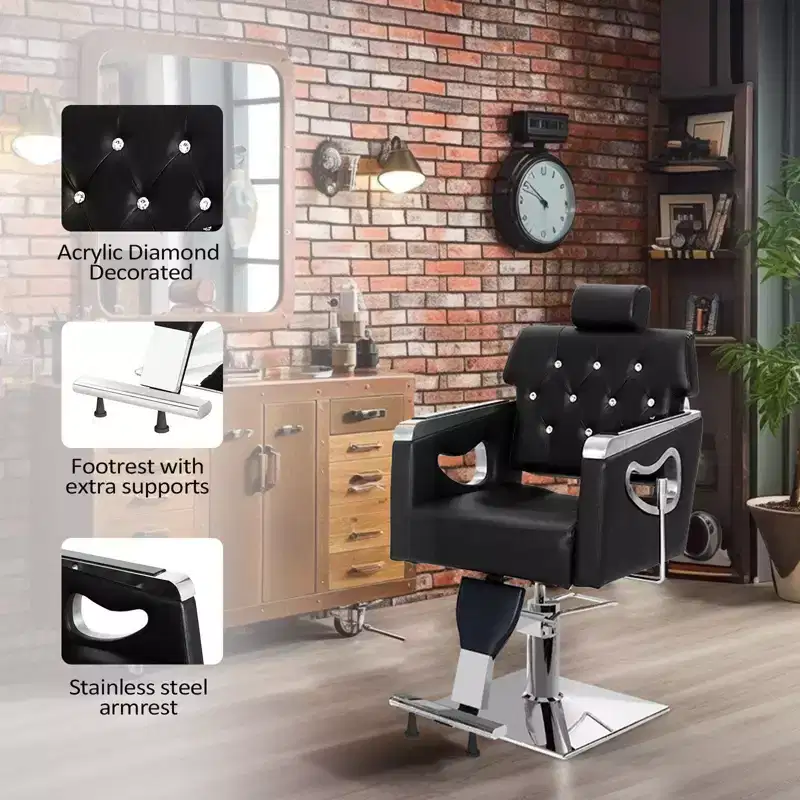 All Purpose Heavy Duty Reclining Hair Salon Chair with Headrest Brown