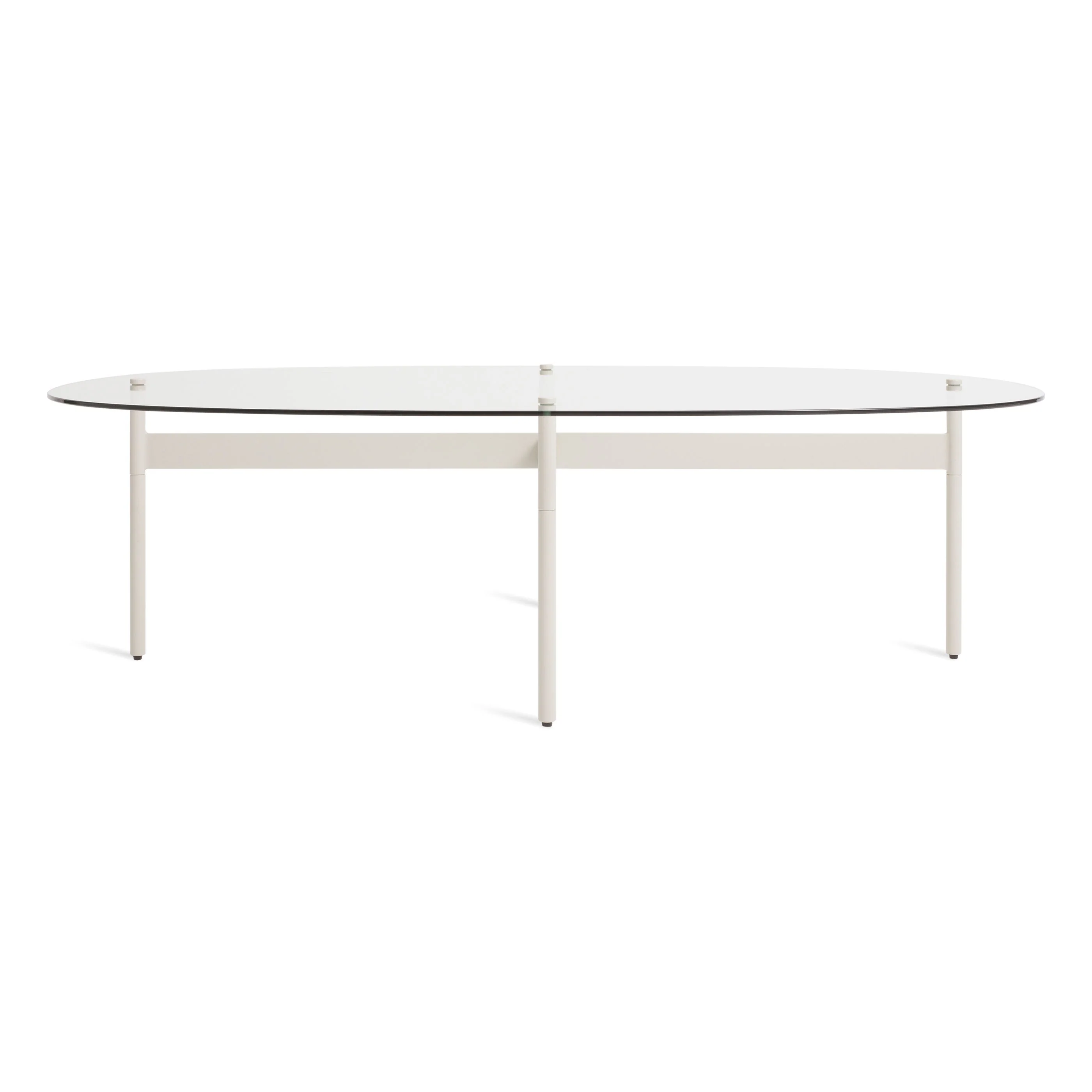 Modern Black Glass Steel Coffee Table with Oval Tinted Top for Living Room