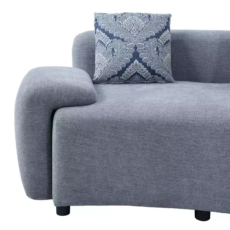 Christopher Knight Home Alvis Modern 122 Curved Fabric Upholstered 4-Seater Sofa Couch with 3 Pillows
