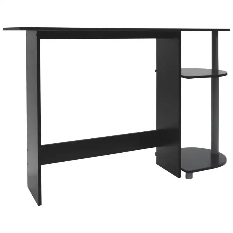 Computer Laptop Media Desk for Home or Office with Storage Shelves, Black