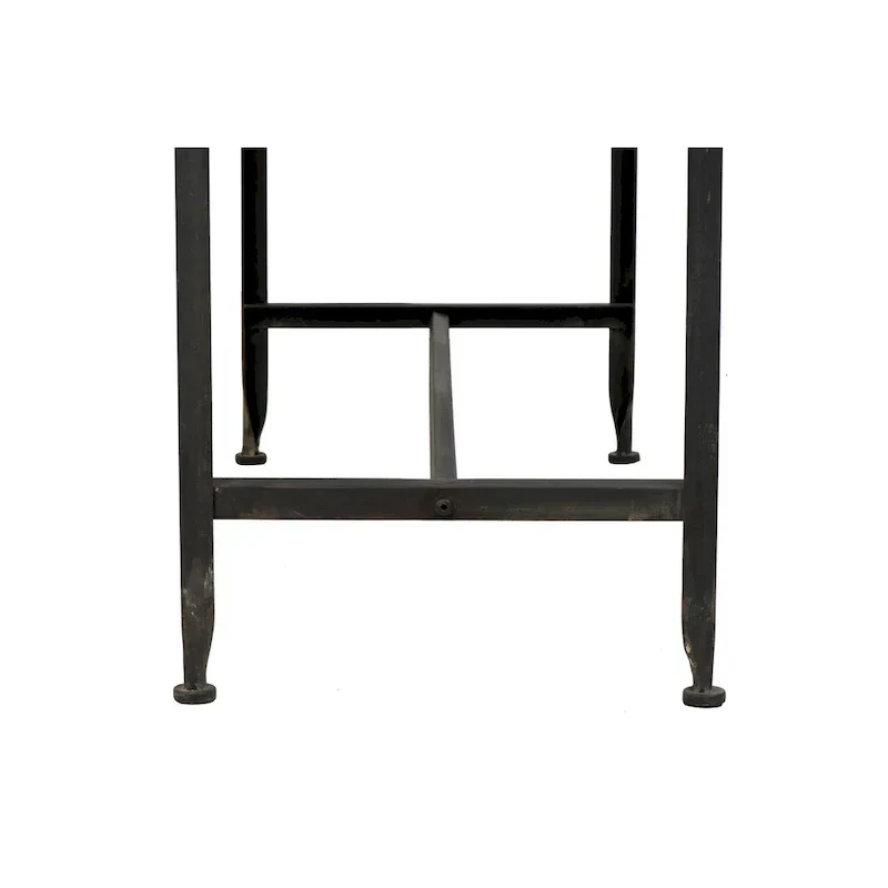 Zinc-Finished Metal and Wood Scalloped Edge Sofa Table