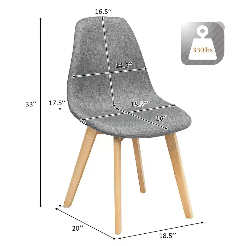 Costway Set of 4 Modern Dining Accent Side Chairs Wood Legs Home Furniture Gray