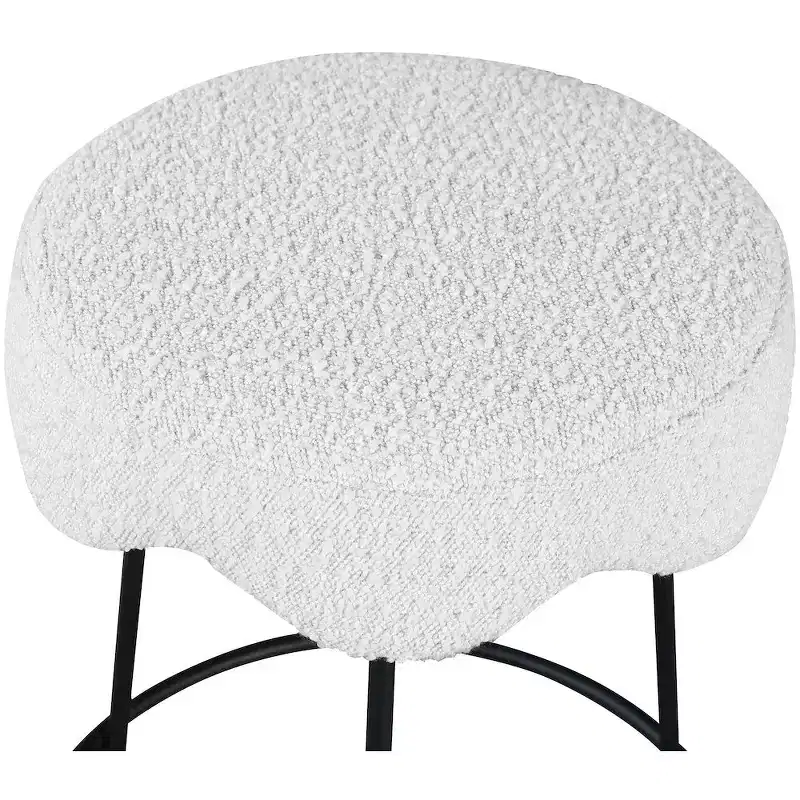 Cream Velvet Round Counter Stool, Backless, Seats 1