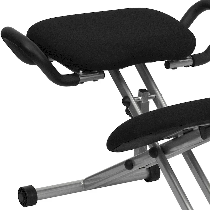 Ergonomic Kneeling Chair with Handles - Black Fabric