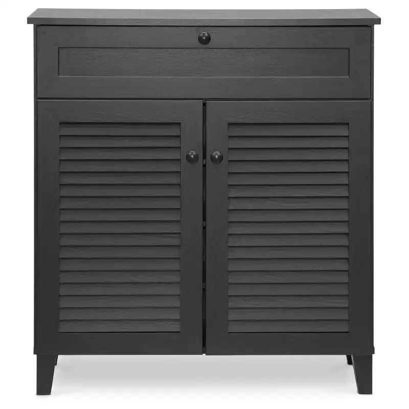 Storage Cabinet - Espresso - Baxton Studio: Modern Organizer with 4 Shelves &#Drawer