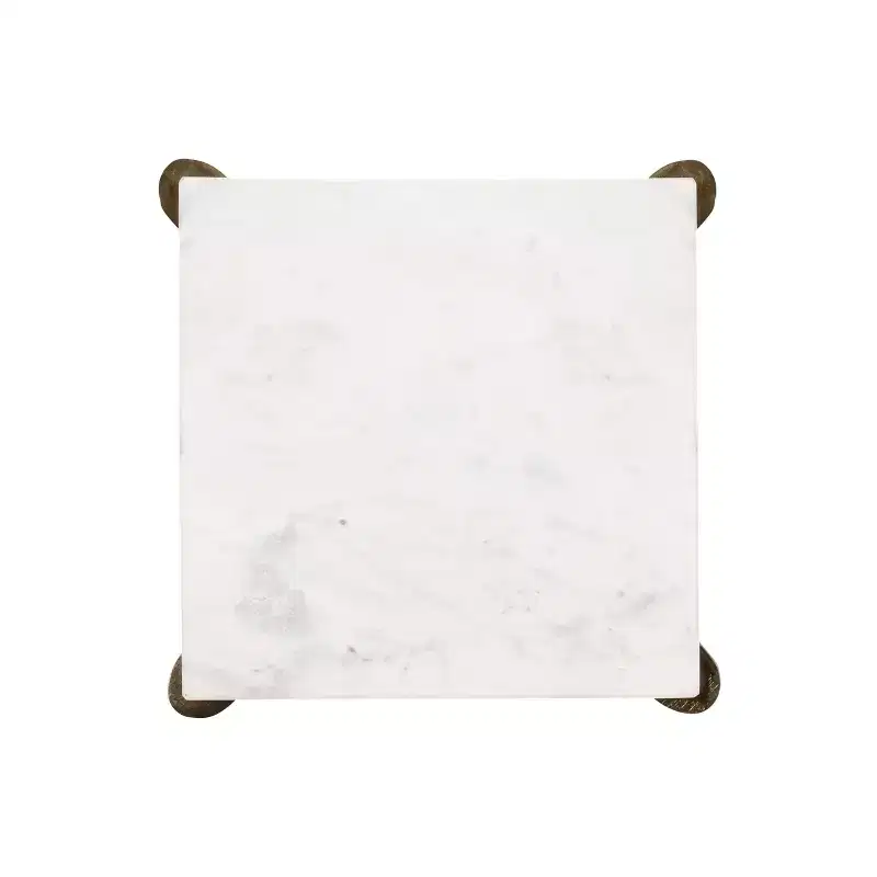 Kate and Laurel LeMaire Marble and Metal Drink Table, White and Gold, 12x12x24
